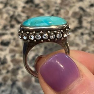 Turquoise and crystal ring
